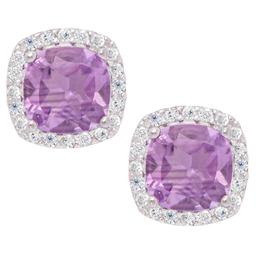 Gianni Argento Sterling Silver & Amethyst Cushion Stud Earrings