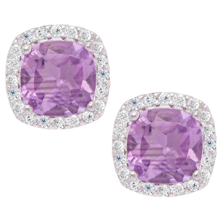 Gianni Argento Sterling Silver & Amethyst Cushion Stud Earrings