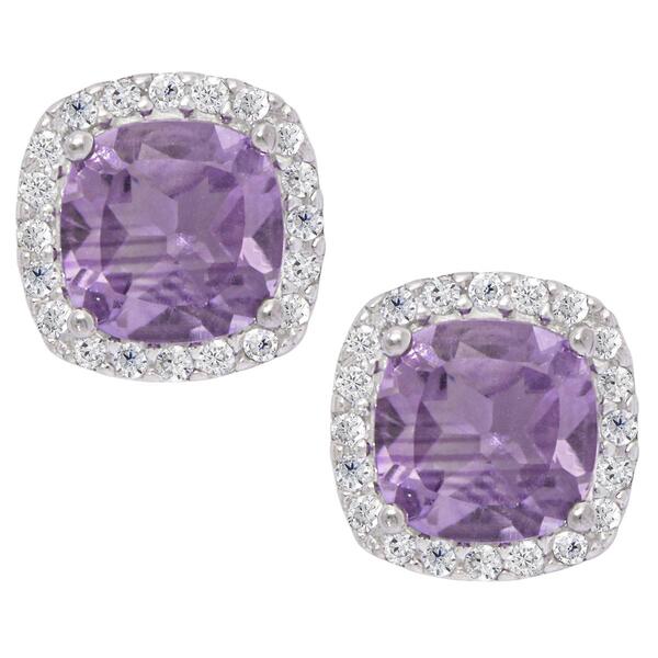 Gianni Argento Sterling Silver & Amethyst Cushion Stud Earrings - image 