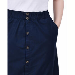 Petite NY Collection Linen Button Front Detail Pull On Skirt