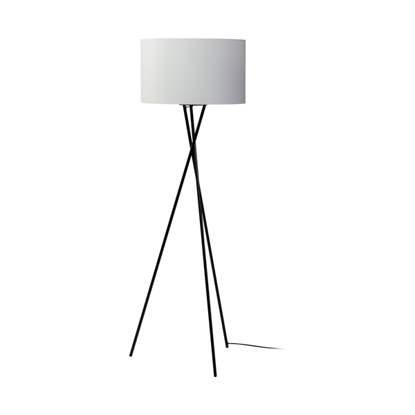 HomeRoots 66 Black Tripod Floor Lamp With White Fabric Drum Sha - image 