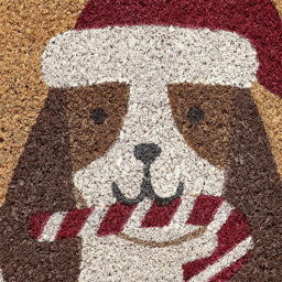 Hallmark Holiday Dog Multicolor Outdoor Coir Doormat