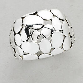 Marsala Fine Silver Plated Nugget Look Ring