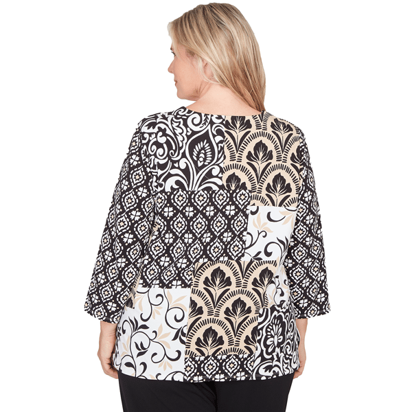 Plus Size Alfred Dunner Classics 3/4 Sleeve Geometric Blouse