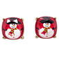 Gold-Tone Faceted Square Snowman Earrings - image 1
