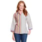 Plus Size Ali Miles 3/4 Sleeve Splice Stripe Button Front Blouse - image 1