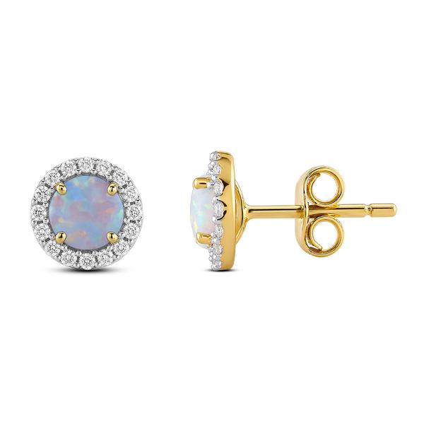 Gemstone Classics(tm) Lab Grown Opal & Sapphire Crown Halo Earrings - image 