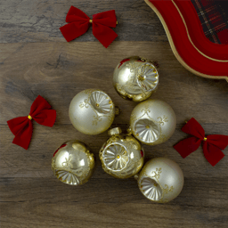 Northlight 6ct Gold 2-Finish Retro Reflector Glass Ball Ornaments