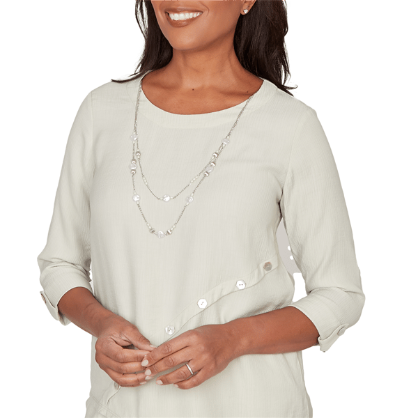 Petite Alfred Dunner Vintage Charm Asymmetrical Hem Blouse