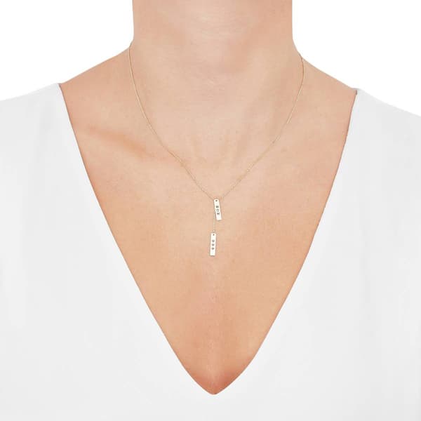 Gold Classics™ Double Bar w/ Heart & Mom Lariat Necklace