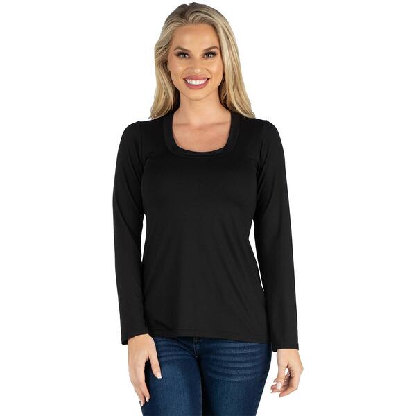 Womens 24/7 Comfort Apparel Scoop Neck Long Sleeve Solid Tee - image 