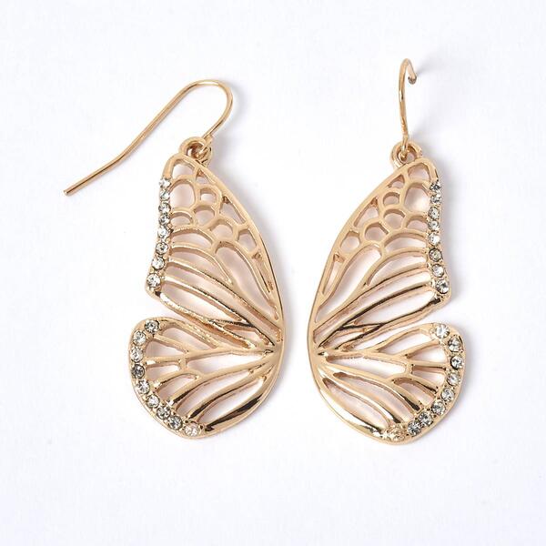 Ashley Gold-Tone Butterfly Wing Crystal Accent Earrings - image 