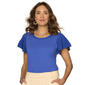 Womens Democracy Short Crochet Sleeve Solid Blouse - image 1