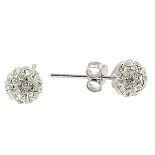 Sterling Silver 6mm Crystal Ball Stud Earrings - image 