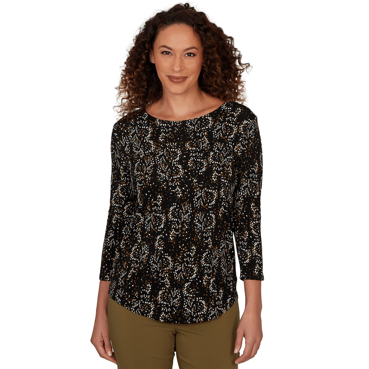 Womens Emaline Key Items 3/4 Sleeve Abstract Dot Tee