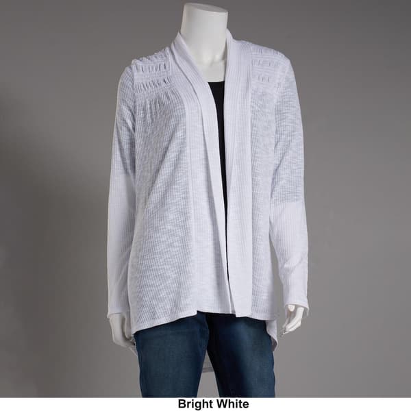 Womens Cure Open Front Solid Smocked Cardigan