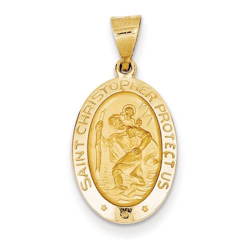 Unisex Gold Classics(tm) 14kt. Gold St. Christopher Pendant - image 