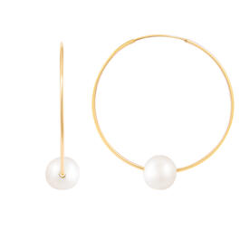 Splendid Pearls 14kt. Gold 25mm Pearl Hoop Earrings