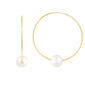 Splendid Pearls 14kt. Gold 25mm Pearl Hoop Earrings - image 1