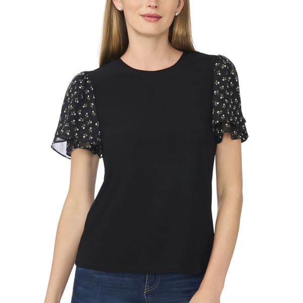 Womens Cece Short Daisy Floral Sleeve Blouse - image 