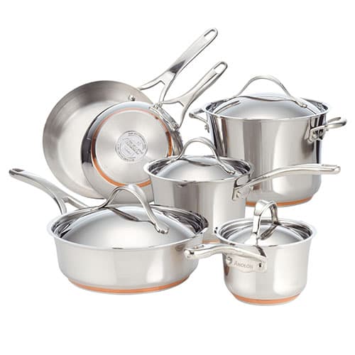 Anolon&#40;R&#41; Nouvelle 10pc. Copper Stainless Steel Cookware Set - image 