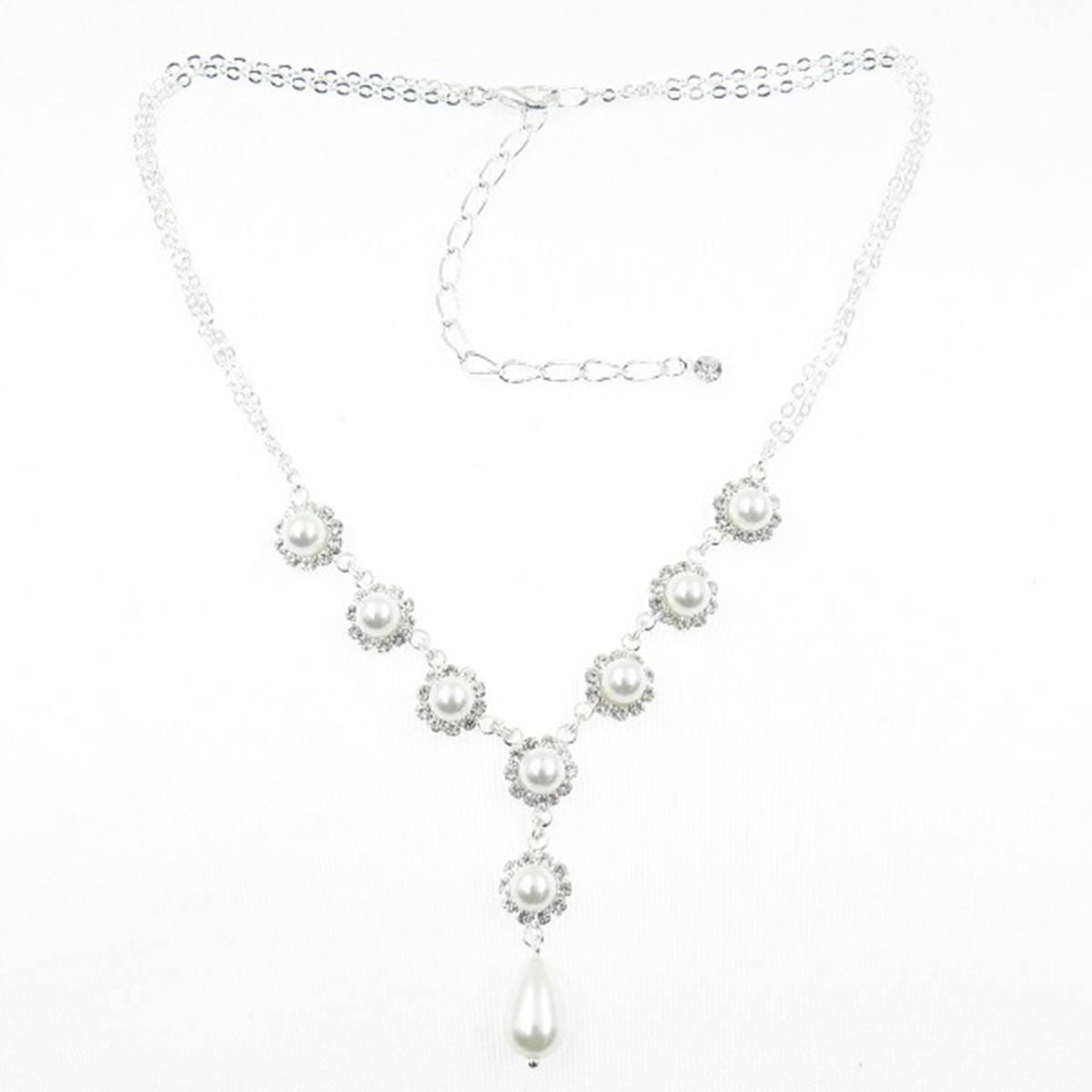 Rosa Rhinestones Pearl & Rhinestone Y Necklace
