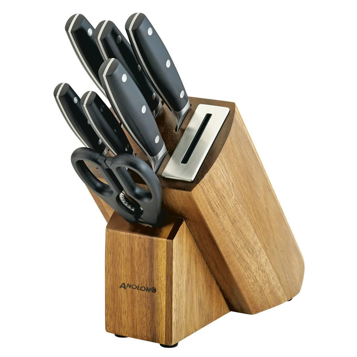 Anolon® AlwaysSharp 8pc. Japanese Steel Knife Block Set