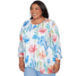 Plus Size Alfred Dunner Caribbean Blues Whimsical Floral Blouse - image 3