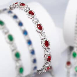 Lab Created Ruby & Cubic Zirconia Oval Link Bracelet