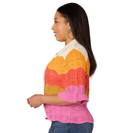 Womens Democracy Shirt Collar Button Down Point Stripe Sweater