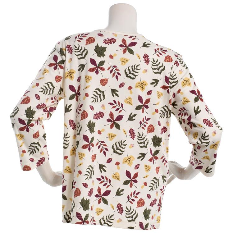 Plus Size Bonnie Evans 3/4 Sleeve Leaf Tee