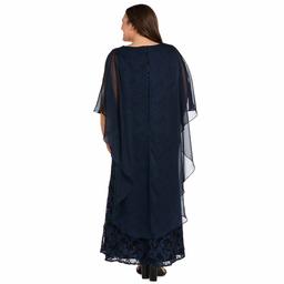 Plus Size R&M Richards Glitter Lace Gown with Chiffon Capelet