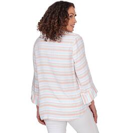 Womens Ruby Rd. Spring Breeze Woven Stripe Casual Button Front