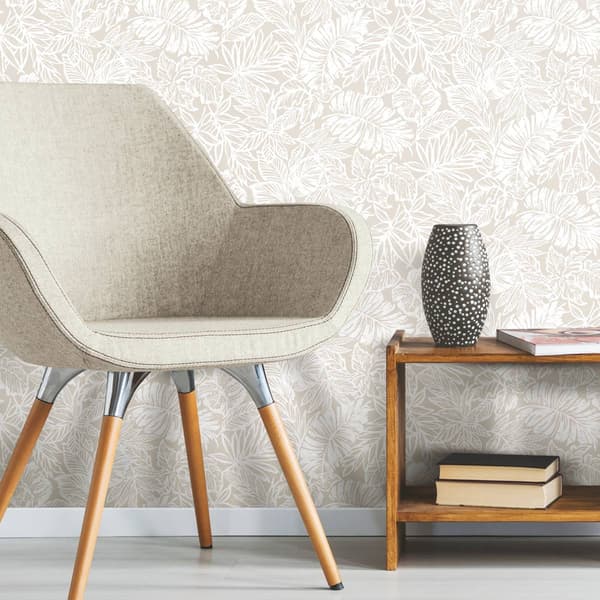 RoomMates® Beige Batik Tropical Leaf Peel & Stick Wallpaper