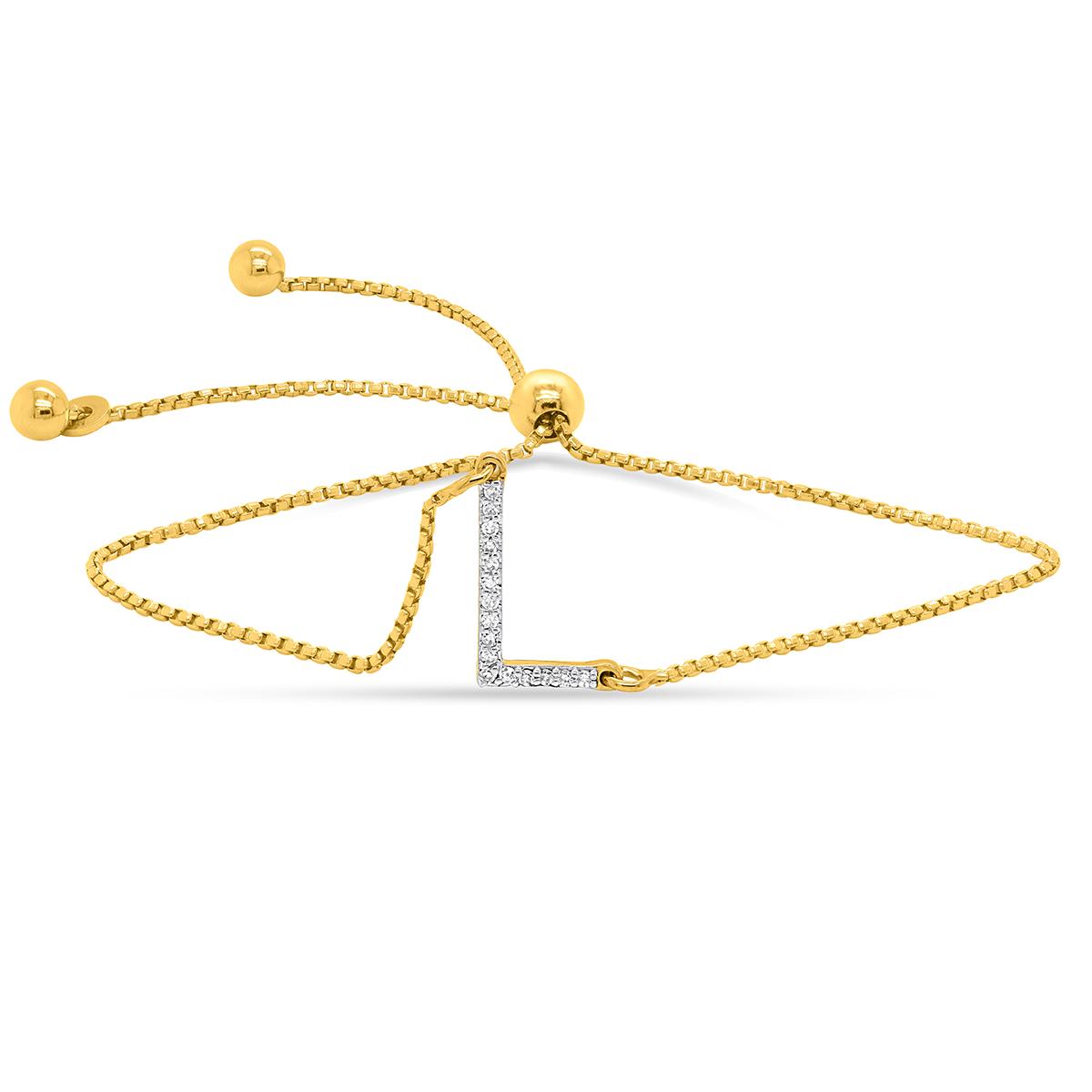 Nova Star® Lab Grown Diamond Initial L Gold Plated Bolo...