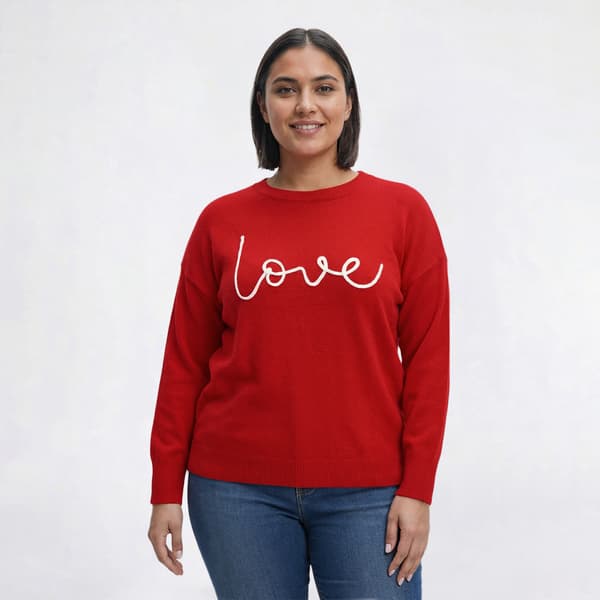 Plus Size Zac & Rachel Long Sleeve Love Script Sweater