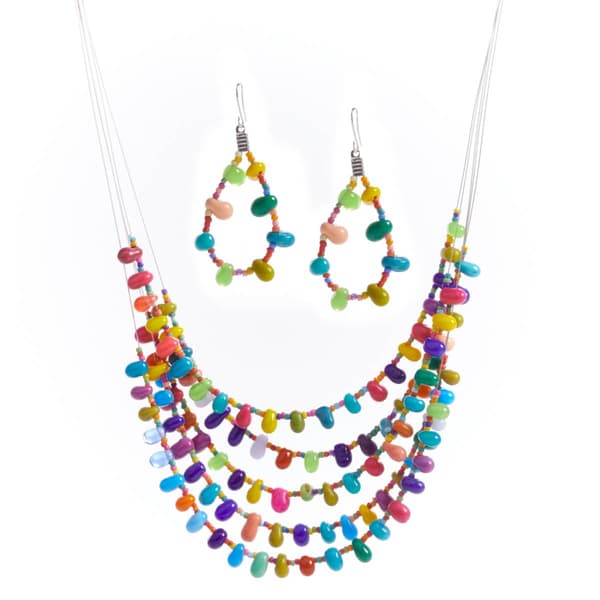 Ashley Cooper(tm) 5 Row Multi Color Necklace & Earring Set - image 