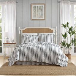 Laura Ashley Stripe Perfection Cotton Reversible Quilt Set