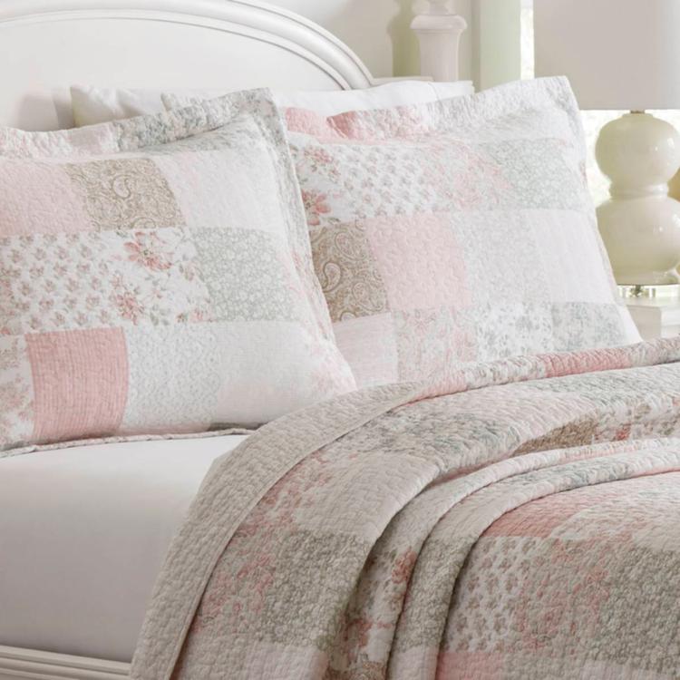 Laura Ashley® Celipatchwork 136 Thread Count Reversible Quilt Set