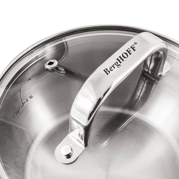 BergHOFF Belly Shape Stainless Steel 6.25in Saucepan w/ Glass Lid