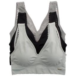 Plus Size Nautica 3pk Seamless Bralette w/Lace Trim - NT1583-3PKE