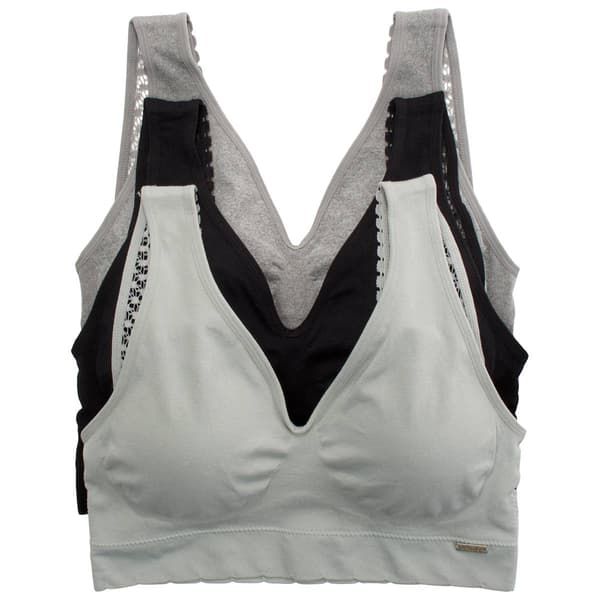 Plus Size Nautica 3pk Seamless Bralette w/Lace Trim - NT1583-3PKE - image 
