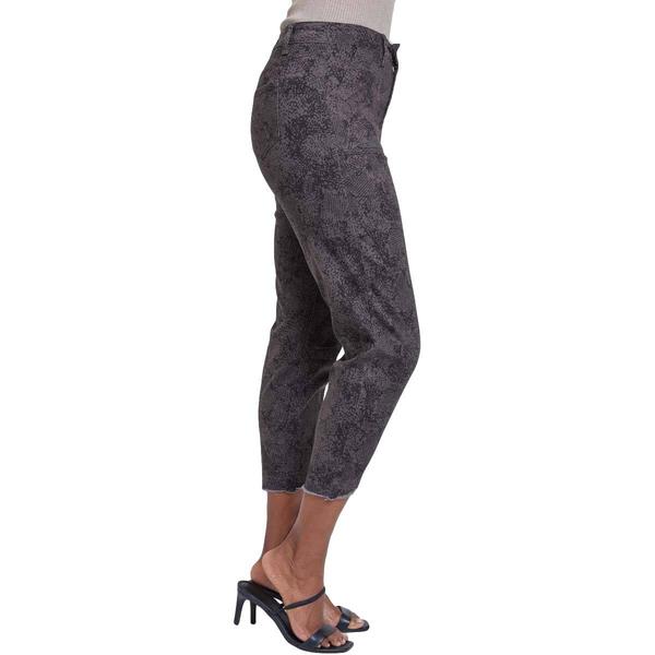 Petite Royalty Dogbite Hem Cropped Pants - Black Python