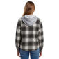 Juniors No Comment Hooded Oversized Plaid Flannel Shirt- Black - image 3