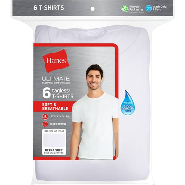 Mens Hanes&#174; Ultimate&#174; 6pk. Crew Neck Undershirts