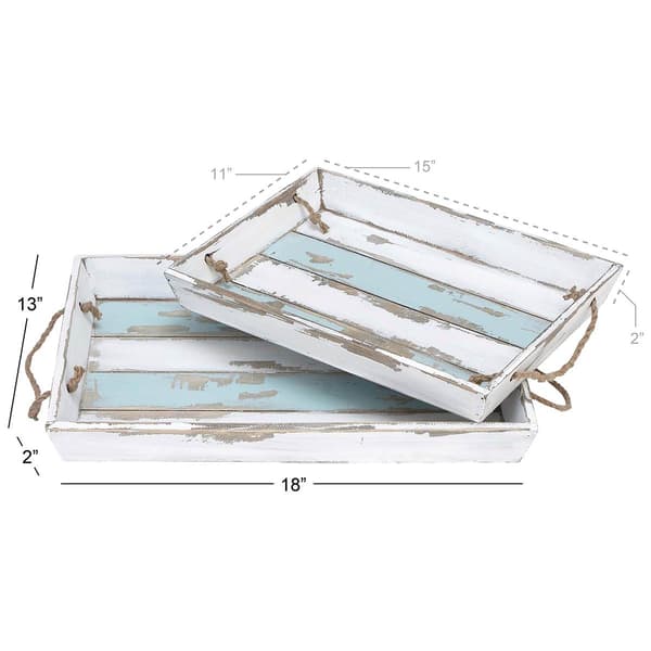 9th & Pike&#174; Set of 2 Wood Serving Trays with Rope Handles
