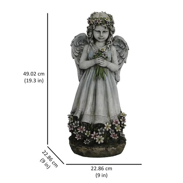 Hi-Line Gift Angel Holding Flowers Garden Statue