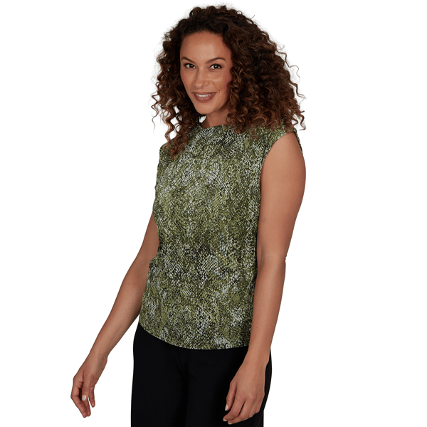 Womens Emaline La Vita Costiera Cap Sleeve Snakeskin Blouse