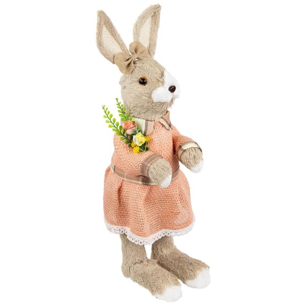 Northlight Seasonal Rustic Girl Rabbit Easter Figurine w/ Flowers