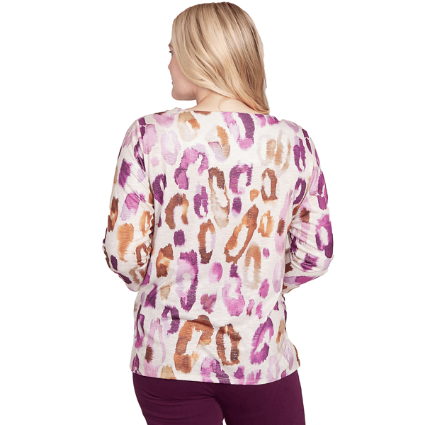 Womens Alfred Dunner Urban Legend 3/4 Sleeve Leopard Blouse